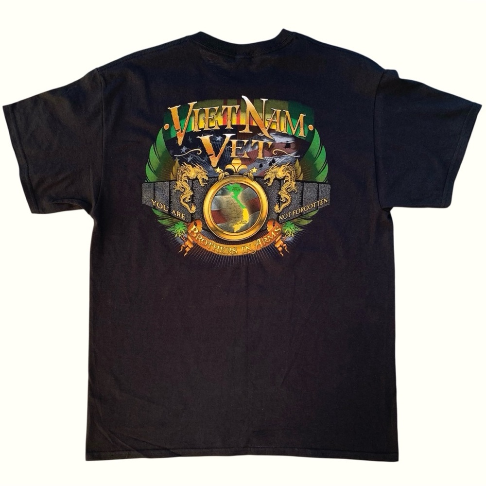 Gildan "VietNam Vet Brothers in Arms" Black Short Sleeve T-Shirt ~ Men's Large